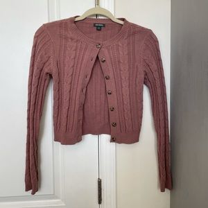 Pink cropped button up cardigan